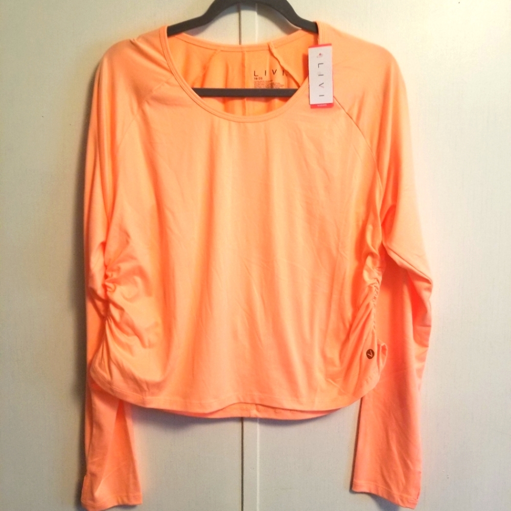 Lane Bryant LIVI Active Wear Top, orange, long-sleeve, size 18/20, NWT